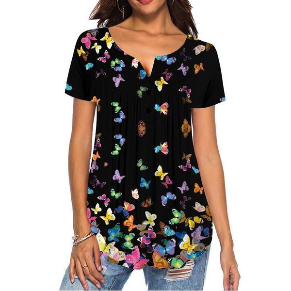 s-5xl plus size shirts womens new summer butterfly printed button t shirt streetwear loose short sleeve t-shirts black, White
s-5xl plus size shirts womens new summer butterfly printed button t shirt streetwear loose short sleeve t-shirts black, White