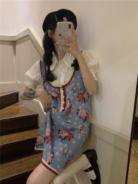 casual dresses sleeveless dress women's waist slim flower polka dot short 2021 summer style blue fashion knitted, Black;gray
casual dresses sleeveless dress women's waist slim flower polka dot short 2021 summer style blue fashion knitted, Black;gray