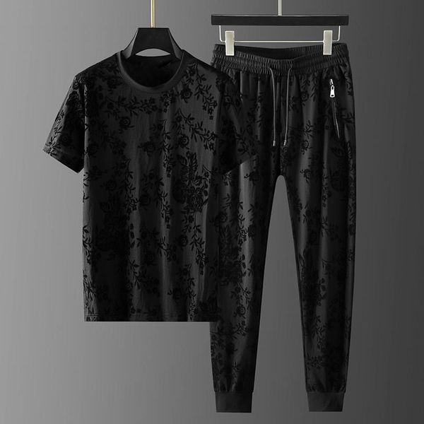 men's tracksuits summer mens sets (t-shirt+pants) luxury round collar jacquard casual sport man fashon slim elastic waist male pants, Gray
men's tracksuits summer mens sets (t-shirt+pants) luxury round collar jacquard casual sport man fashon slim elastic waist male pants, Gray