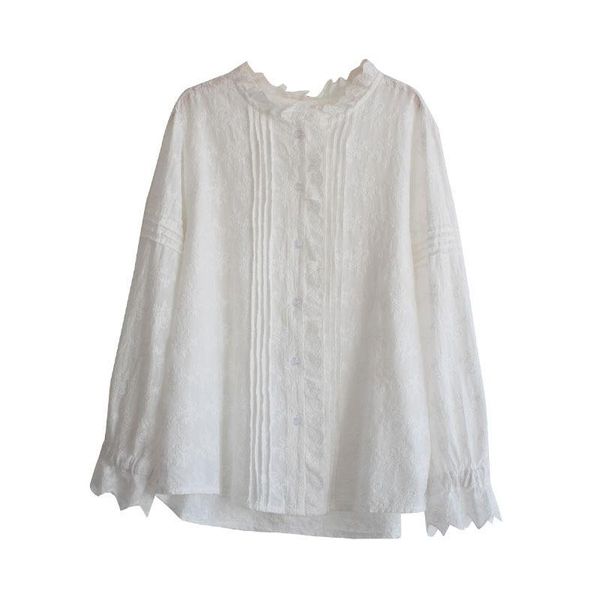 women's blouses & shirts 8840 spring clothing shirt sweet mori female simple embroidery pleated ruffle sleeve multi-button loose, White
women's blouses & shirts 8840 spring clothing shirt sweet mori female simple embroidery pleated ruffle sleeve multi-button loose, White