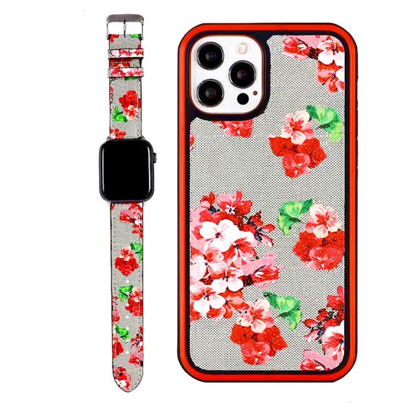 luxury 2-piece set watch band +phone cases for iphone 13 12 pro max 12pro 11 11pro x xs xr xsmax pu leather fashion designer watchband 38/40
