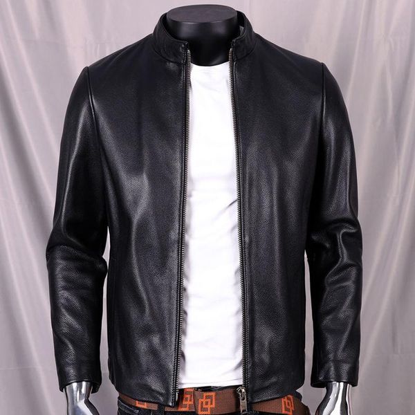 men's leather & faux 2021 autumn winter men jacket genuine real cowhide mens bomber motorcycle biker coat casual clothes e424, Black
men's leather & faux 2021 autumn winter men jacket genuine real cowhide mens bomber motorcycle biker coat casual clothes e424, Black