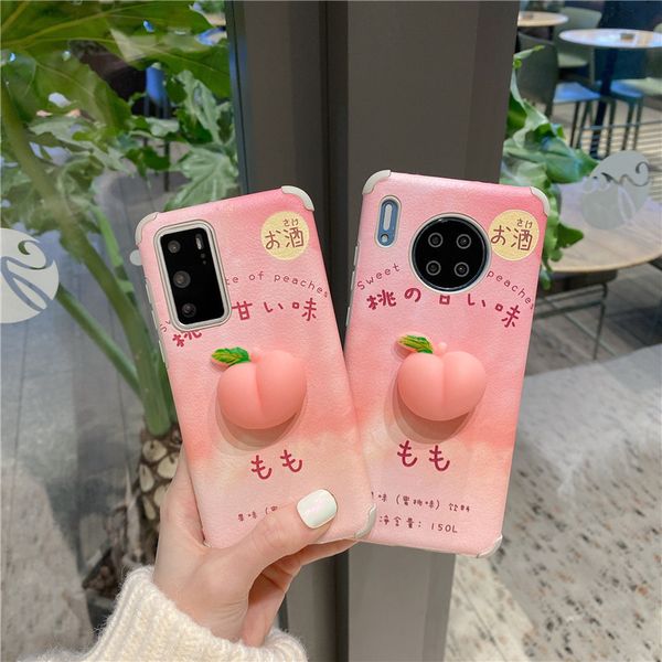 three dimensional peach is suitable for apple 12 mobile phone shell decompression 11 lambskin huawei nova7se soft shell p40pro
