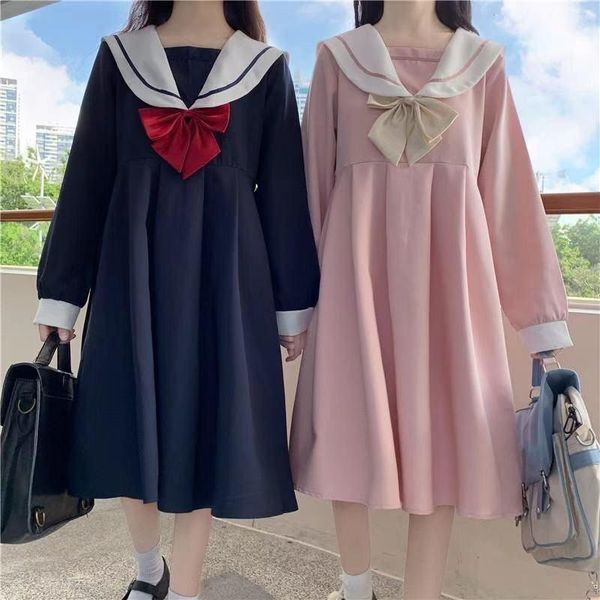 casual dresses autumn college style jk dress loose japanese navy blue collar women korean lovely ins bow oversize girl, Black;gray
casual dresses autumn college style jk dress loose japanese navy blue collar women korean lovely ins bow oversize girl, Black;gray