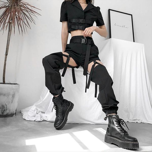 harajuku punk black harem womens pant casual high waist cargo buckle up parchwork long trousers ladies streetwear, Black;white
harajuku punk black harem womens pant casual high waist cargo buckle up parchwork long trousers ladies streetwear, Black;white