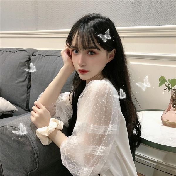 women's t-shirt long sleeve mesh 021 summer korean fashion loose round neck short with knitted breathable trend, White
women's t-shirt long sleeve mesh 021 summer korean fashion loose round neck short with knitted breathable trend, White