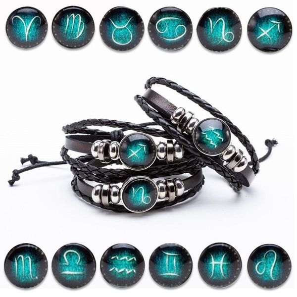 charm bracelets fashion 12 constellations leather zodiac sign with beads bangle for men boys luminous jewelry travel accessories gifts, Golden;silver
charm bracelets fashion 12 constellations leather zodiac sign with beads bangle for men boys luminous jewelry travel accessories gifts, Golden;silver