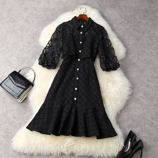 2021 spring 3/4 sleeve lapel neck black plaid denim sheer tulle panelled single-breasted mermaid dress elegant casual dresses lm1211935, Black;gray
2021 spring 3/4 sleeve lapel neck black plaid denim sheer tulle panelled single-breasted mermaid dress elegant casual dresses lm1211935, Black;gray