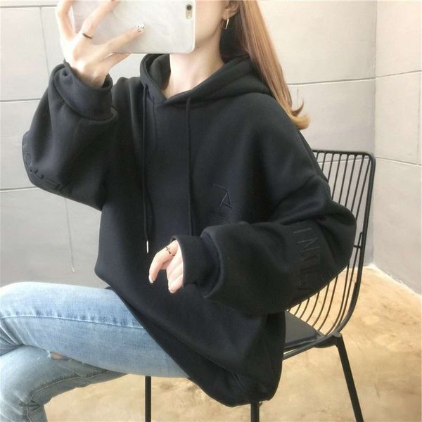 warm in autumn and winter thickened medium long loose large women's hoodie thin ins tidal b hat, Black
warm in autumn and winter thickened medium long loose large women's hoodie thin ins tidal b hat, Black