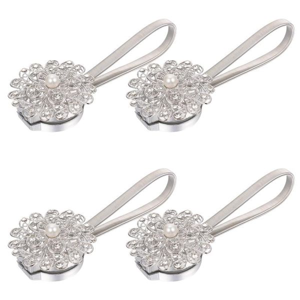 curtain & drapes 4pcs elastic buckle home alloy tieback tie white