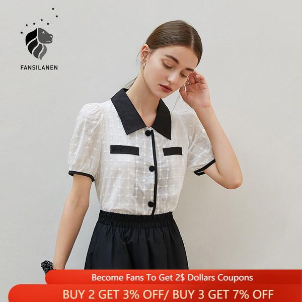 women's blouses & shirts fansilanen office lady 100% cotton lapel black white contrast embroidered shirt 2021 summer loose short-sleeve
women's blouses & shirts fansilanen office lady 100% cotton lapel black white contrast embroidered shirt 2021 summer loose short-sleeve