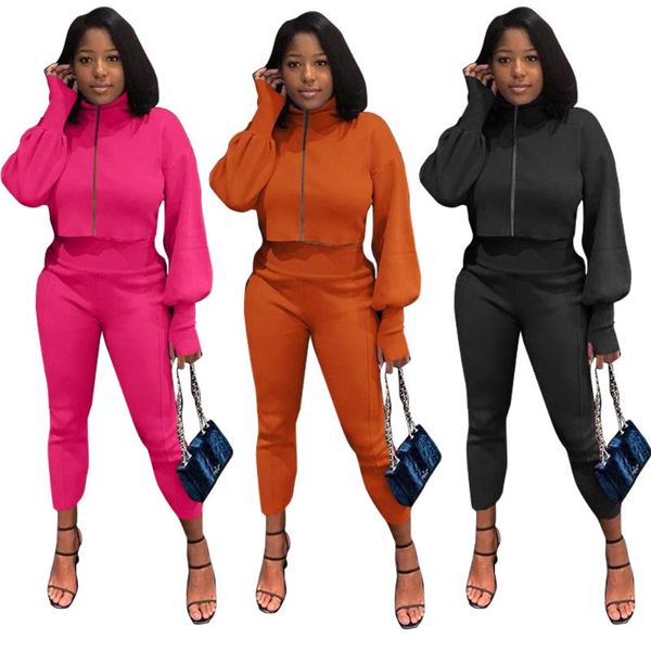 women's two piece pants 2021 solid color zipper high neck lantern sleeve long three quarter slim simple fashion casual two-piece suit, White
women's two piece pants 2021 solid color zipper high neck lantern sleeve long three quarter slim simple fashion casual two-piece suit, White