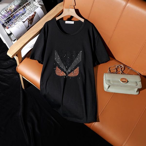 women's t-shirt summer fashion loose korean style short-sleeve for women black personality diamond large size female tx165, White
women's t-shirt summer fashion loose korean style short-sleeve for women black personality diamond large size female tx165, White
