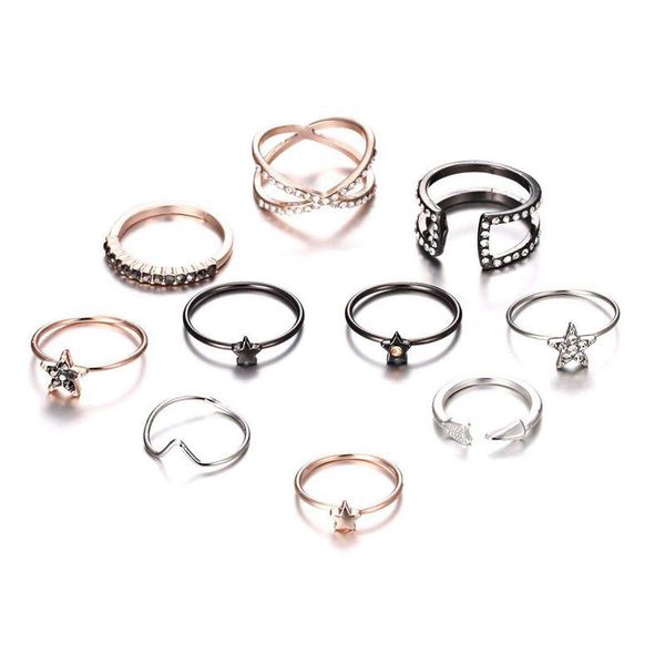 cluster rings 10pcs bohemian retro vintage crystal joint knuckle ring sets finger rings, style 1, Golden;silver
cluster rings 10pcs bohemian retro vintage crystal joint knuckle ring sets finger rings, style 1, Golden;silver