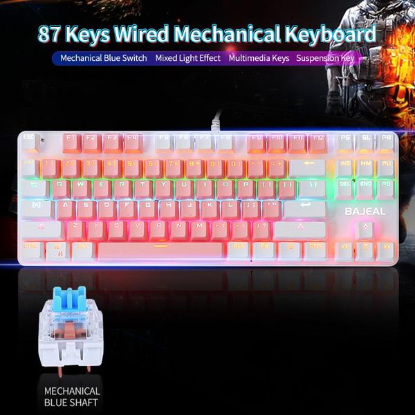 keyboards wired gaming mechanical keyboard 9 kinds mixed light 87 keys pc gamer with blue switch suspension button
keyboards wired gaming mechanical keyboard 9 kinds mixed light 87 keys pc gamer with blue switch suspension button