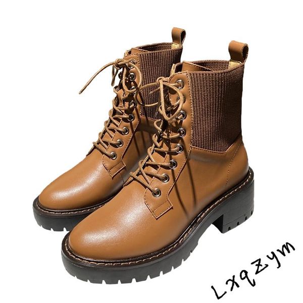 boots solid brown ankle shoes thick platform med heel patent leather short british style, Black
boots solid brown ankle shoes thick platform med heel patent leather short british style, Black