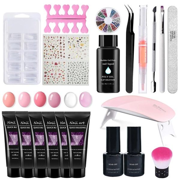 nail art kits 21pcs gel set 6 colors uv gel, 100 extension molds, files, brushes, mini lights, stickers, repair fluid
nail art kits 21pcs gel set 6 colors uv gel, 100 extension molds, files, brushes, mini lights, stickers, repair fluid