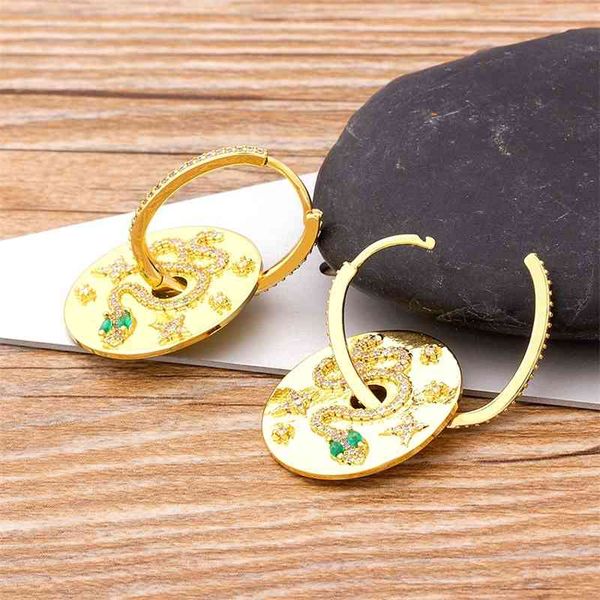 2021 arrival punk style copper zircon snake drop charm gold statement hoop earrings fine party wedding jewelry, Golden
2021 arrival punk style copper zircon snake drop charm gold statement hoop earrings fine party wedding jewelry, Golden