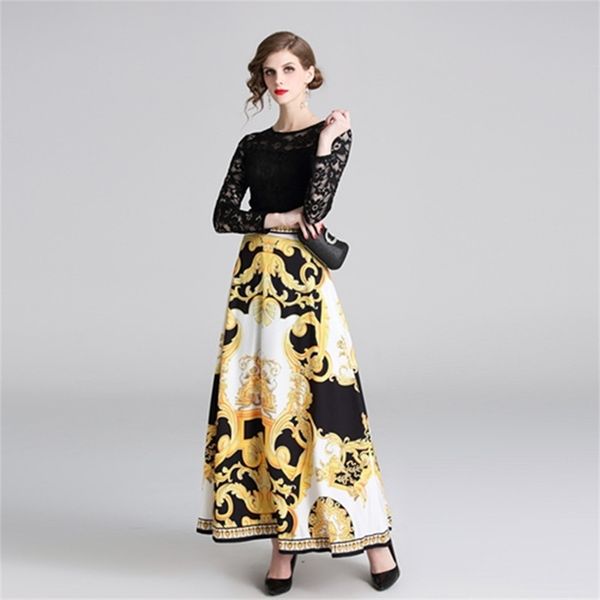fashion runway spring summer long sleeve dress women's vintage gold print patchwork black lace party maxi dresses 210603, Black;gray
fashion runway spring summer long sleeve dress women's vintage gold print patchwork black lace party maxi dresses 210603, Black;gray