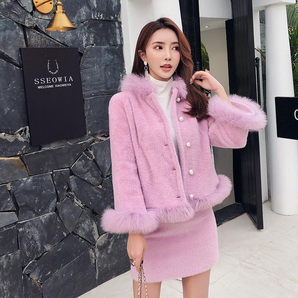 two piece dress runway designer mink cashmere 2 set outfit fur collar pearls jacket coat+mini skirt women winter thick warm suit, White
two piece dress runway designer mink cashmere 2 set outfit fur collar pearls jacket coat+mini skirt women winter thick warm suit, White
