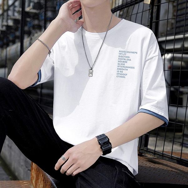 men's t-shirts basic t-shirt casual half sleeve tees solid color letter printed fashion style men clothes, White;black
men's t-shirts basic t-shirt casual half sleeve tees solid color letter printed fashion style men clothes, White;black