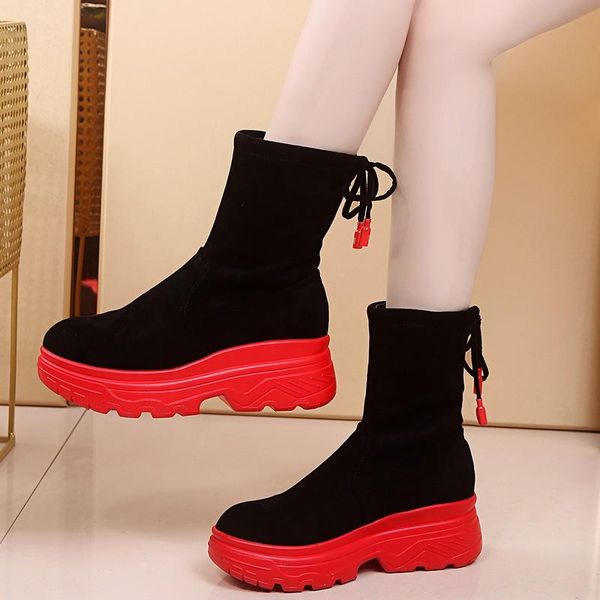 boots autumn lacing socks woman stretch fabric mid-calf non-slip slope heel knitted outdoor short women's, Black
boots autumn lacing socks woman stretch fabric mid-calf non-slip slope heel knitted outdoor short women's, Black