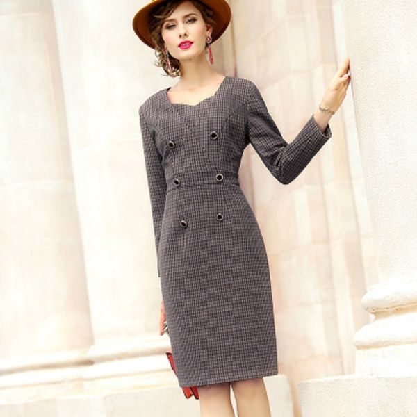 mode office lady solid french plaid dress retro 2021 casual winter dressed straight female fine slices skirt luxury w1kc, Black;gray
mode office lady solid french plaid dress retro 2021 casual winter dressed straight female fine slices skirt luxury w1kc, Black;gray
