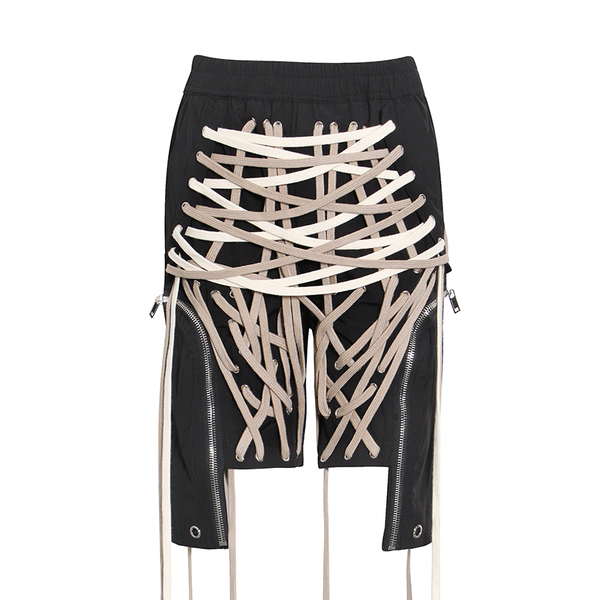 patchwork drawstring bandage pants for women high waist zipper casual cargo trousers female 2021 summer fashion new, Black;white 
patchwork drawstring bandage pants for women high waist zipper casual cargo trousers female 2021 summer fashion new, Black;white