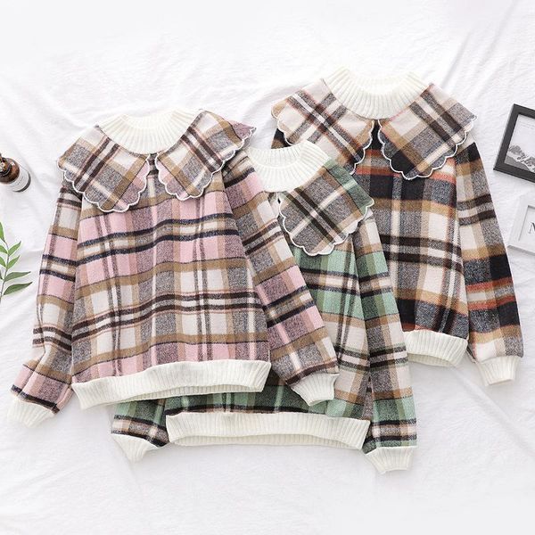 women's hoodies & sweatshirts wynne gadis autumn long sleeve loose japanese mori girl thick plaid pullovers sweatershirts female, Black
women's hoodies & sweatshirts wynne gadis autumn long sleeve loose japanese mori girl thick plaid pullovers sweatershirts female, Black