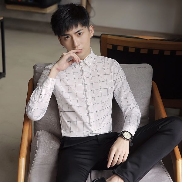 british style black/white long shirt chess men's clothes 2021 simple fine adjustment formal business wear casual blouse homme 3xl eygm, White;black
british style black/white long shirt chess men's clothes 2021 simple fine adjustment formal business wear casual blouse homme 3xl eygm, White;black
