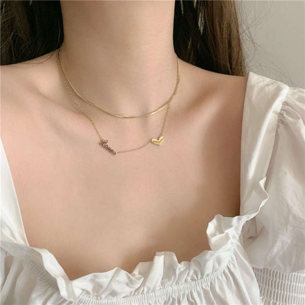 hbp fashion korea niche design necklace titanium steel 1 double layered love letter short collar chain, Silver
hbp fashion korea niche design necklace titanium steel 1 double layered love letter short collar chain, Silver