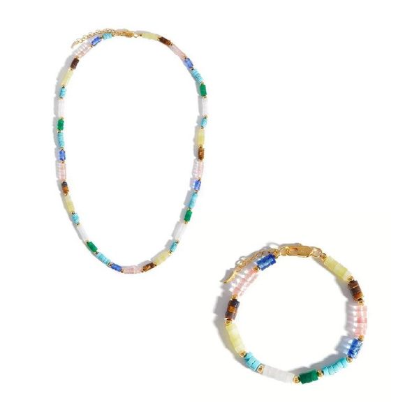 chokers european and american retro style hand beaded natural stone stacked mosaic necklace bracelet, Golden;silver
chokers european and american retro style hand beaded natural stone stacked mosaic necklace bracelet, Golden;silver