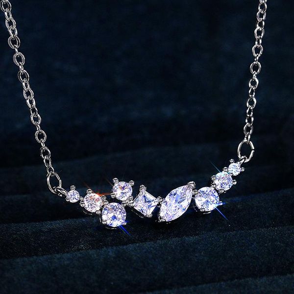 pendant necklaces uilz gorgeous bridal wedding necklace brilliant cubic zirconia delicate female for party trendy jewelry, Silver
pendant necklaces uilz gorgeous bridal wedding necklace brilliant cubic zirconia delicate female for party trendy jewelry, Silver