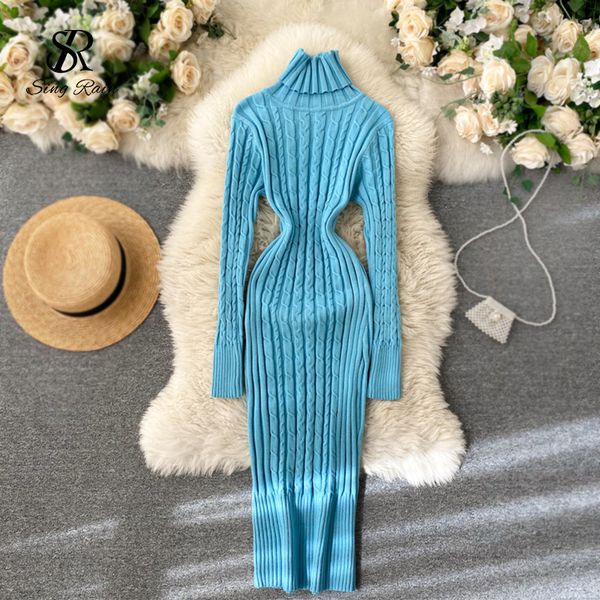 thicken turtleneck knitted dress autumn long sleeve elastic slim bodycon dresses winter warm split sweater dress, Black;gray
thicken turtleneck knitted dress autumn long sleeve elastic slim bodycon dresses winter warm split sweater dress, Black;gray