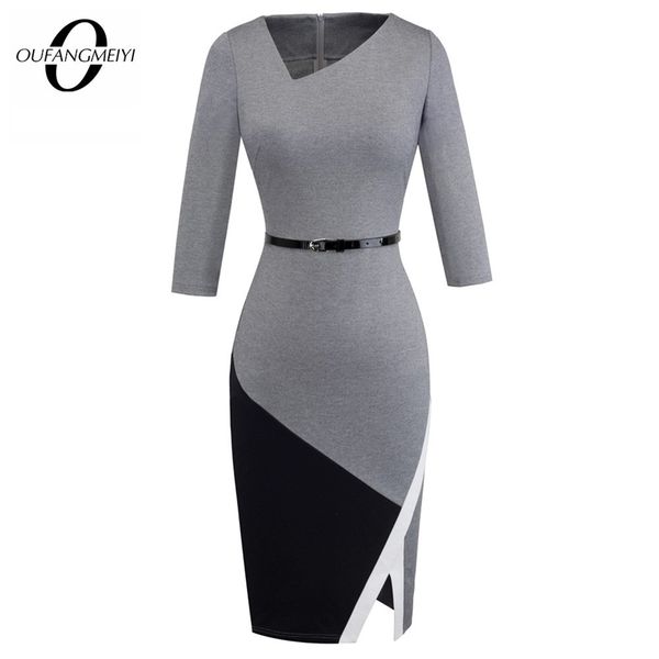 women formal knee-length asymmetrical neck wear to work dresses business office bodycon elegant pencil dress 210226, Black;gray
women formal knee-length asymmetrical neck wear to work dresses business office bodycon elegant pencil dress 210226, Black;gray