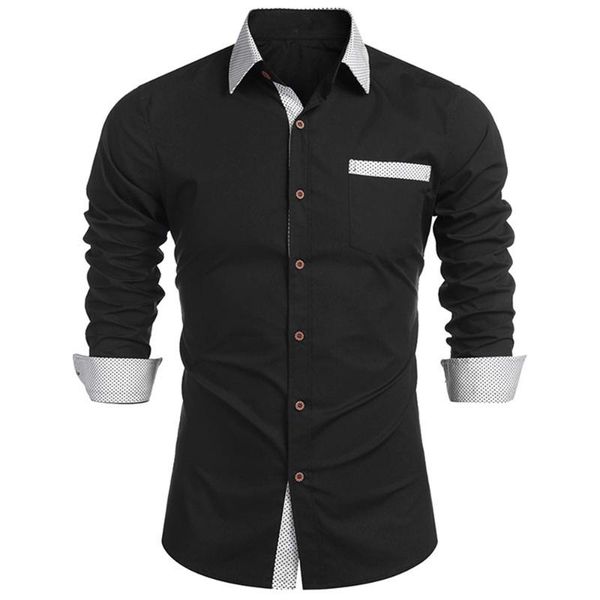 men's dress shirts 2021 brand soft comfortable long sleeved color block printed shirt slim fit male social business, White;black
men's dress shirts 2021 brand soft comfortable long sleeved color block printed shirt slim fit male social business, White;black