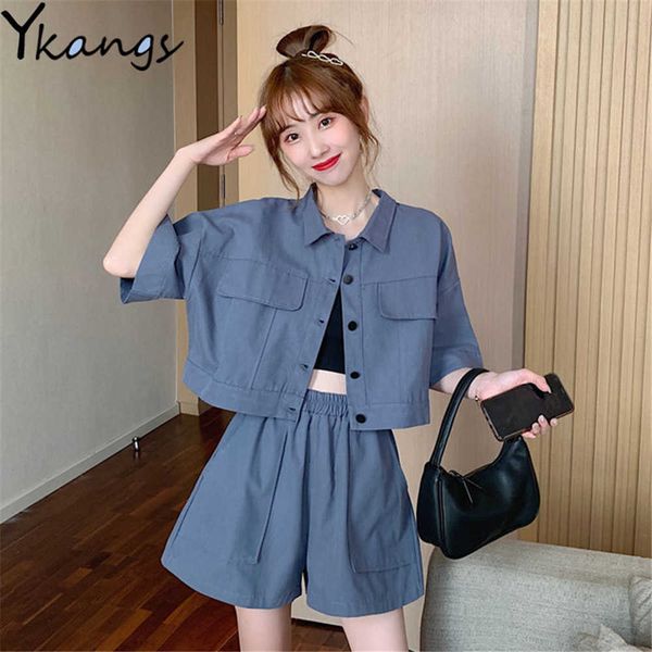 ladies office summer sets short single-breasted short sleeve loose shirt + elastc high waist wide leg shorts women 2pcs suit 210619, White
ladies office summer sets short single-breasted short sleeve loose shirt + elastc high waist wide leg shorts women 2pcs suit 210619, White