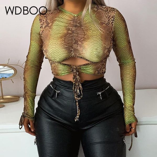 women's t-shirt wdboo snakeskin print drawstring crop women o neck long sleeve hollow out ruched lace up t shirt street outfit, White
women's t-shirt wdboo snakeskin print drawstring crop women o neck long sleeve hollow out ruched lace up t shirt street outfit, White