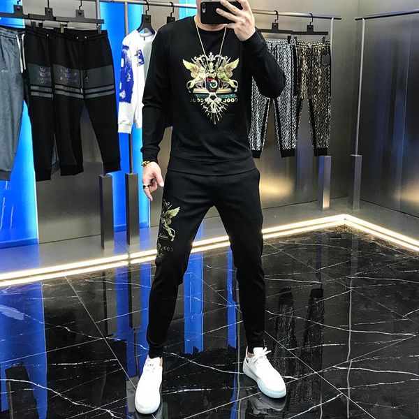men's tracksuits autumn 2021 suit personalized laser bead piece versatile long sleeve pants slim fit cover two fashion man, Gray
men's tracksuits autumn 2021 suit personalized laser bead piece versatile long sleeve pants slim fit cover two fashion man, Gray