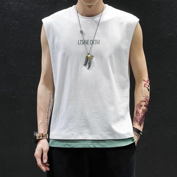 men's t-shirts 1827 men's sleeveless loose sports t-shirt fake printed brand vest summer wear, White;black
men's t-shirts 1827 men's sleeveless loose sports t-shirt fake printed brand vest summer wear, White;black