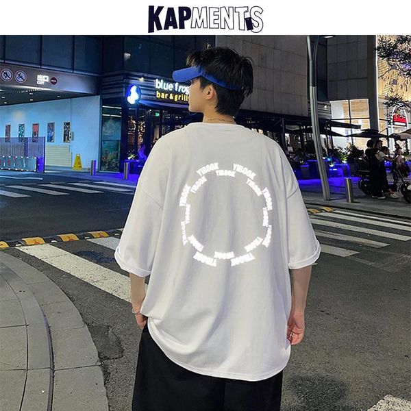 men's t-shirts kapments men reflective harajuku graphic y2k t shirts 2021 summer mens japanese streetwear kpop male causal vintage tee, White;black
men's t-shirts kapments men reflective harajuku graphic y2k t shirts 2021 summer mens japanese streetwear kpop male causal vintage tee, White;black