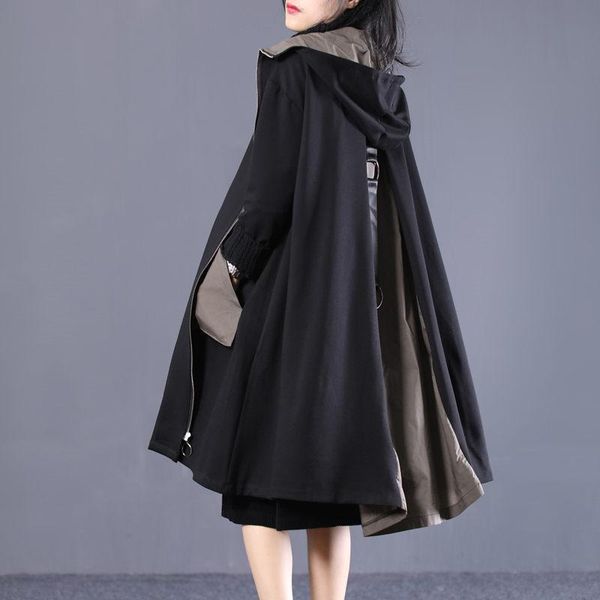 women's trench coats cloak style coat women spring and autumn clothing hooded loose large size color matching spliced zipper windbreake, Tan;black
women's trench coats cloak style coat women spring and autumn clothing hooded loose large size color matching spliced zipper windbreake, Tan;black