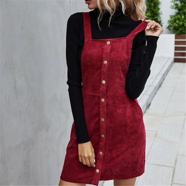 women fashion retro causal corduroy a line bib overall button strapless mini dress sleeveless red vintage spring autumn trendy, Black;gray
women fashion retro causal corduroy a line bib overall button strapless mini dress sleeveless red vintage spring autumn trendy, Black;gray