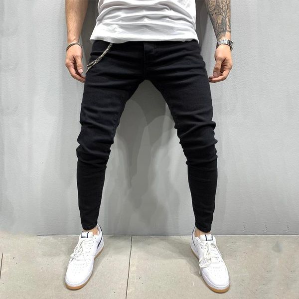 men's jeans men 2021 spring autumn european size pure color belt chain slim hip-hop pants, Blue
men's jeans men 2021 spring autumn european size pure color belt chain slim hip-hop pants, Blue
