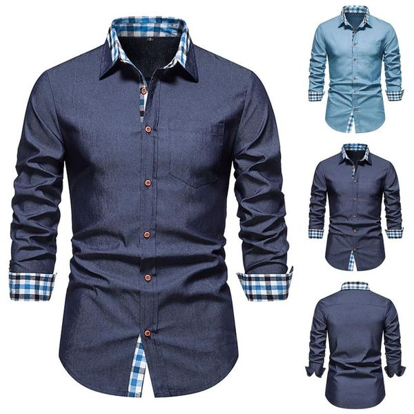 men's casual shirts autumn and winter stitching plaid long-sleeved lapel shirt social dress mens fashions camisas de hombre, White;black
men's casual shirts autumn and winter stitching plaid long-sleeved lapel shirt social dress mens fashions camisas de hombre, White;black