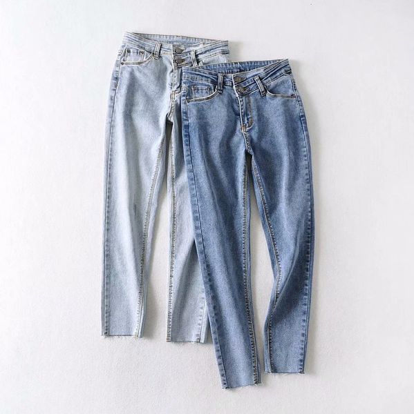 jeans m1695 - korean women's clothing spring and autumn 2021 high waist two button rough edge leggings for women, Blue
jeans m1695 - korean women's clothing spring and autumn 2021 high waist two button rough edge leggings for women, Blue