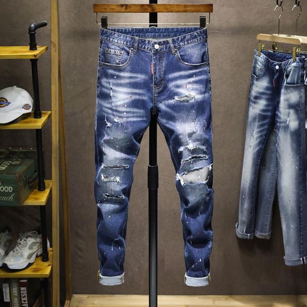 men's jeans 2021 autumn and winter personality worn out ripped slim fit feet stretch korean version of the trendy brand spla, Blue
men's jeans 2021 autumn and winter personality worn out ripped slim fit feet stretch korean version of the trendy brand spla, Blue