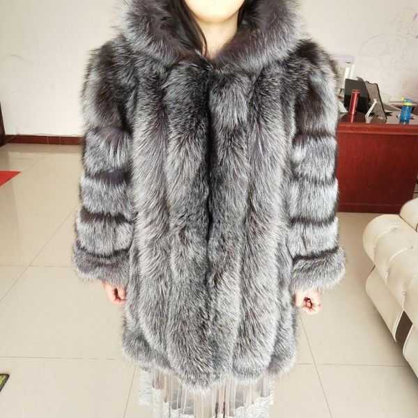 women's fur & faux brand silver coat vertical style fashion women winter beautiful jacket real hood, Black
women's fur & faux brand silver coat vertical style fashion women winter beautiful jacket real hood, Black