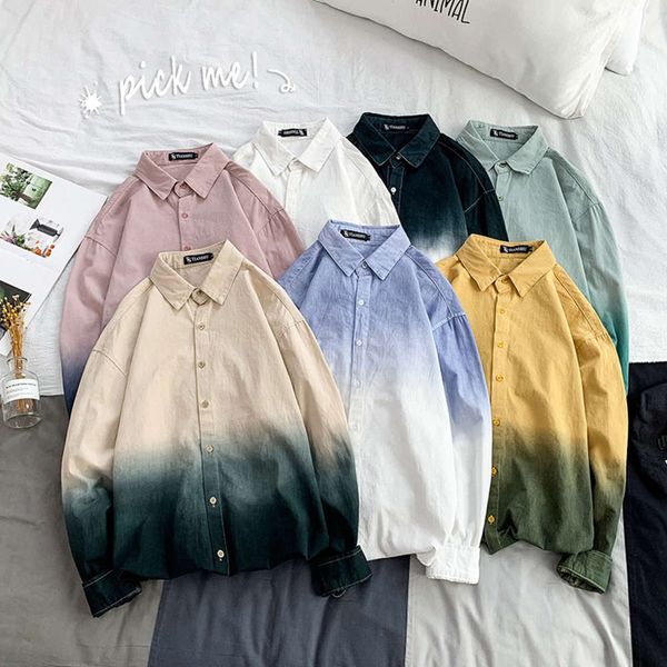 2020 spring new men's long sleeve loose korean fashion youth gradient tie dye casual shirt, White;black
2020 spring new men's long sleeve loose korean fashion youth gradient tie dye casual shirt, White;black