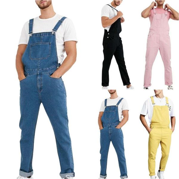 men's jeans mens suspender denim overalls casual loose jumpsuit pants 2021 fashion long length pockets solid trousers, Blue
men's jeans mens suspender denim overalls casual loose jumpsuit pants 2021 fashion long length pockets solid trousers, Blue